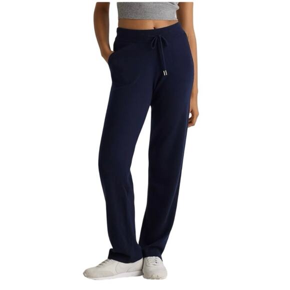 New Quince Women’s True Navy Mongolian Cashmere Straight Leg Pants XL 3363 - Picture 1 of 12